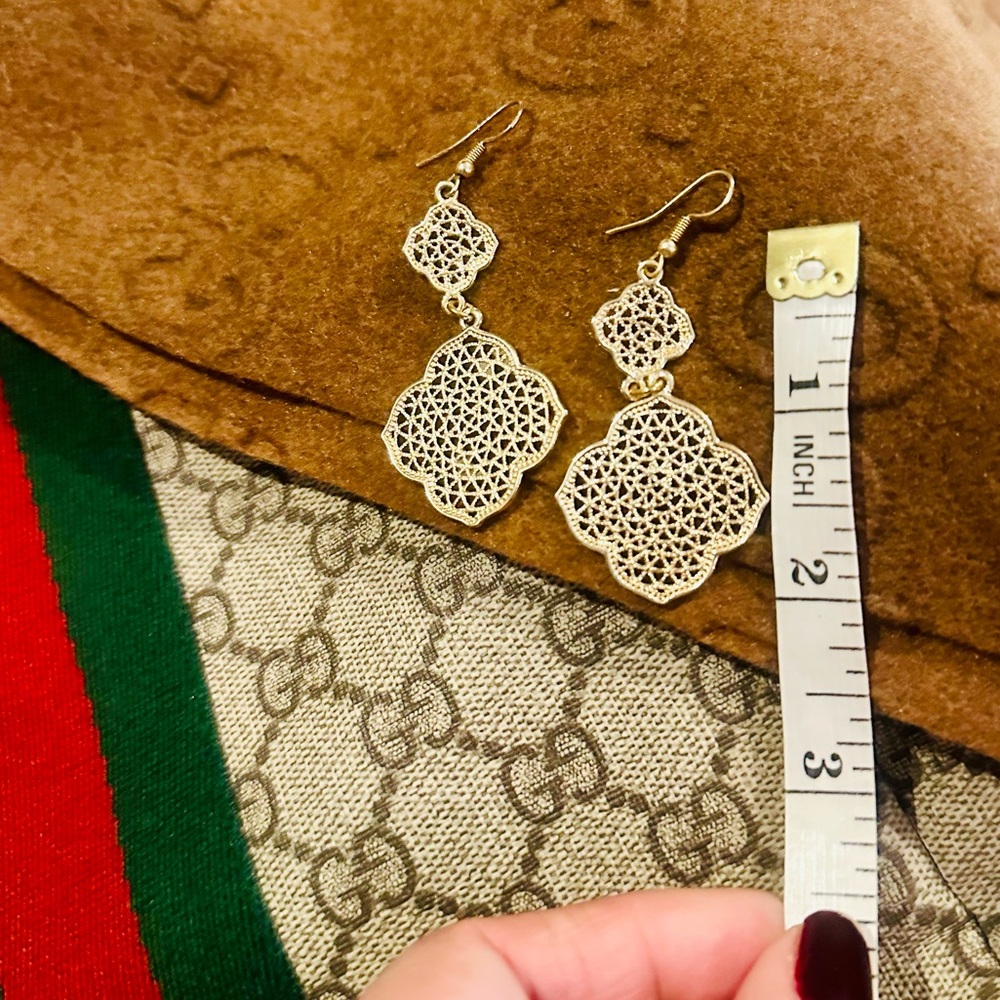 Park Lane Gold Filigree Double Quatrefoil Earrings - Picture 3 of 4